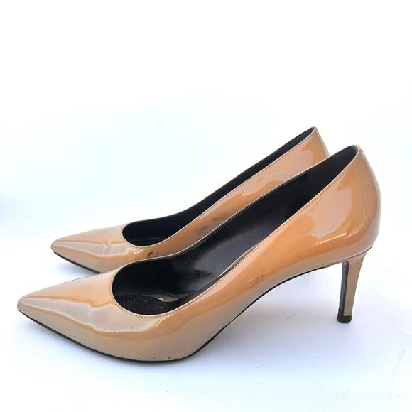 Yves Saint Laurent Paris Tribute Heels Nude Patent Leather Mid Pumps 39 Size 9 - Picture 7 of 13